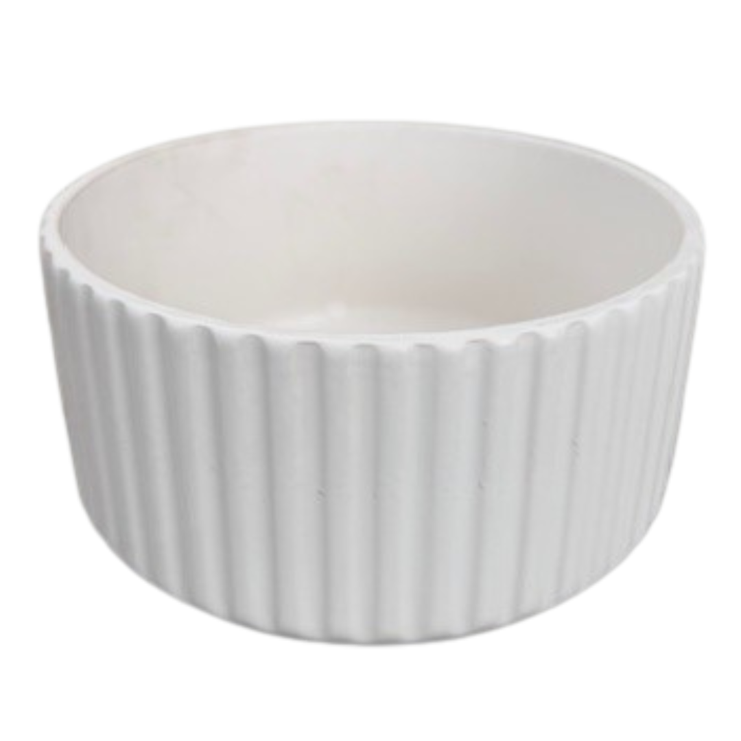 8 "Ribbed White Ceramic