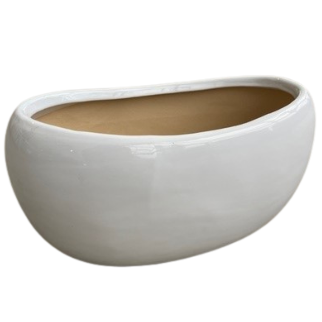Kidney White Ceramic Boat