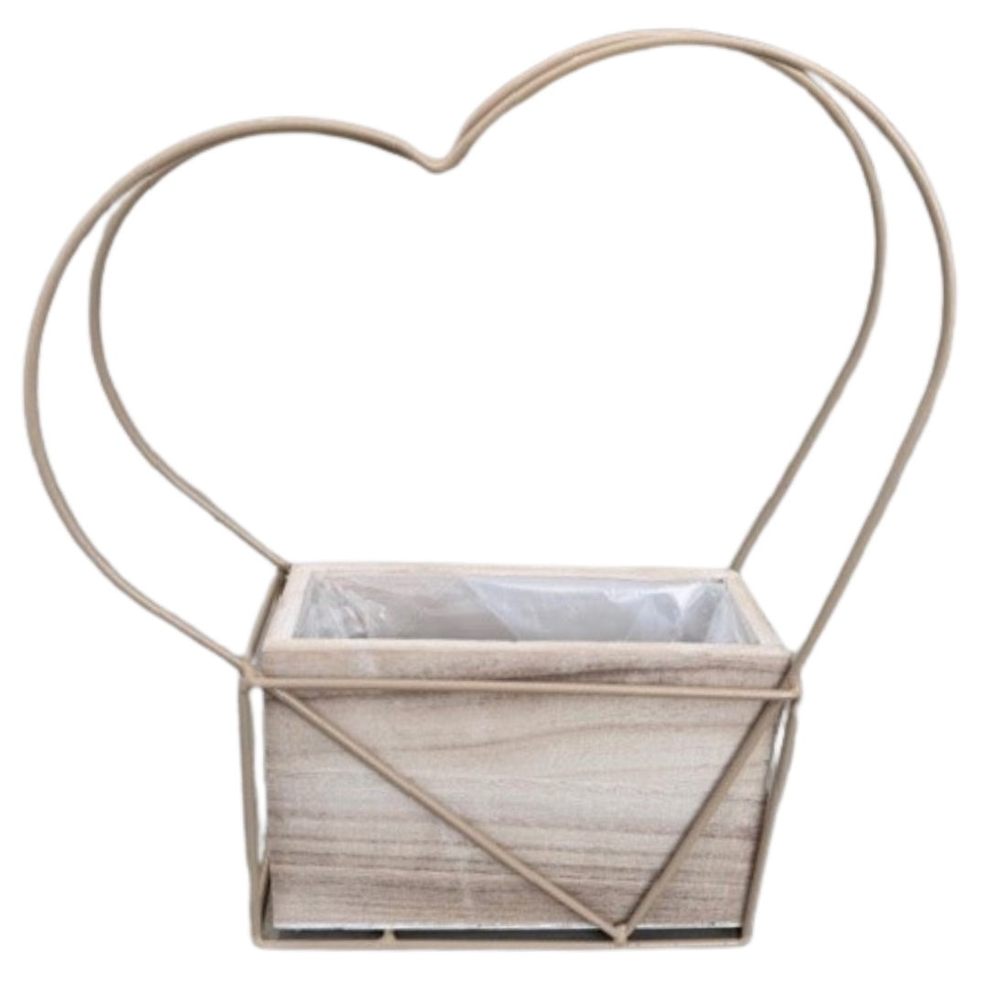 Wooden Box Heart Wire Frame