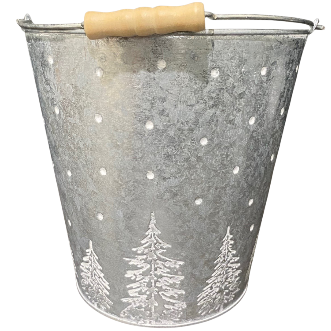 Christmas Tree Tin Buckets - Large