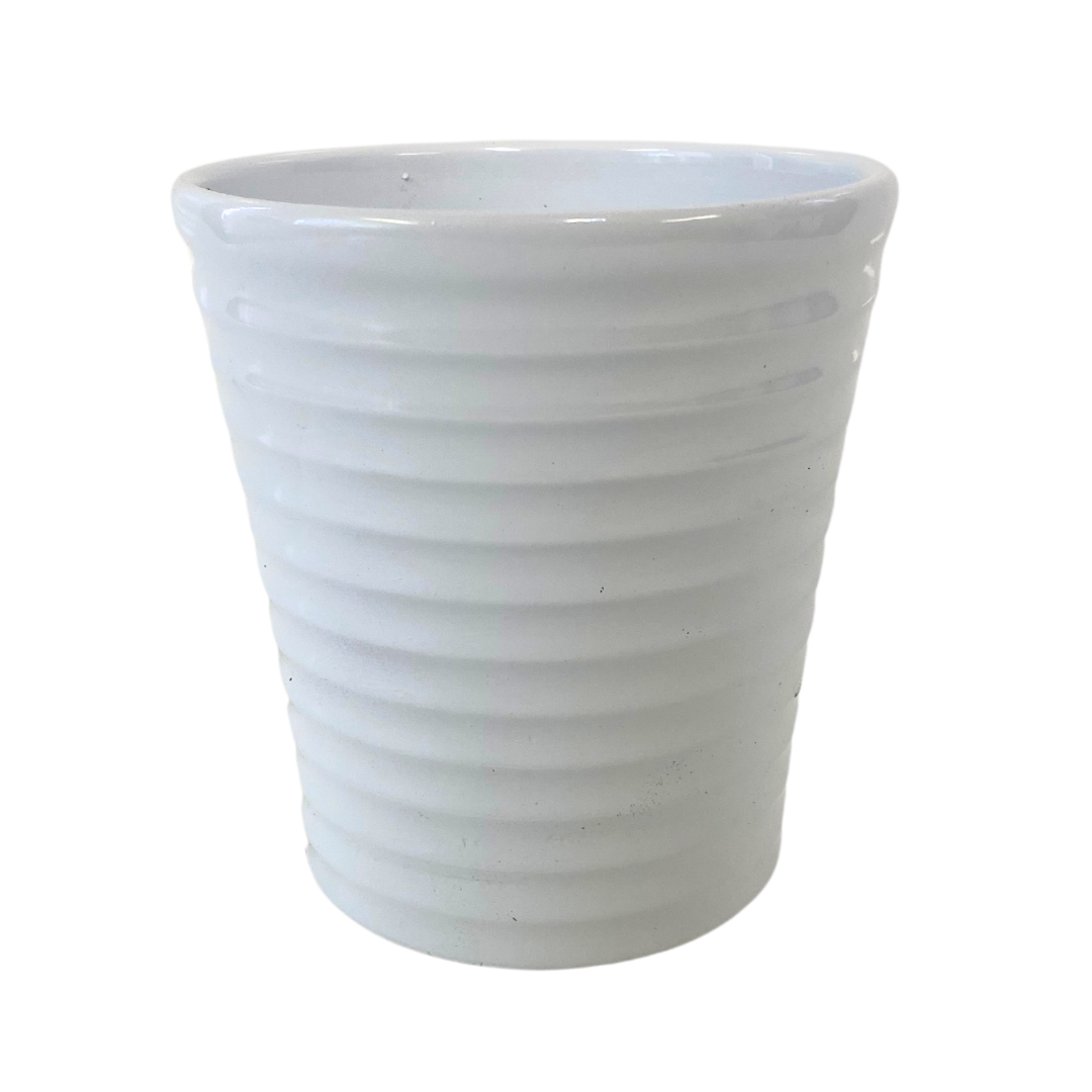 5" White Ribbed Ceramic