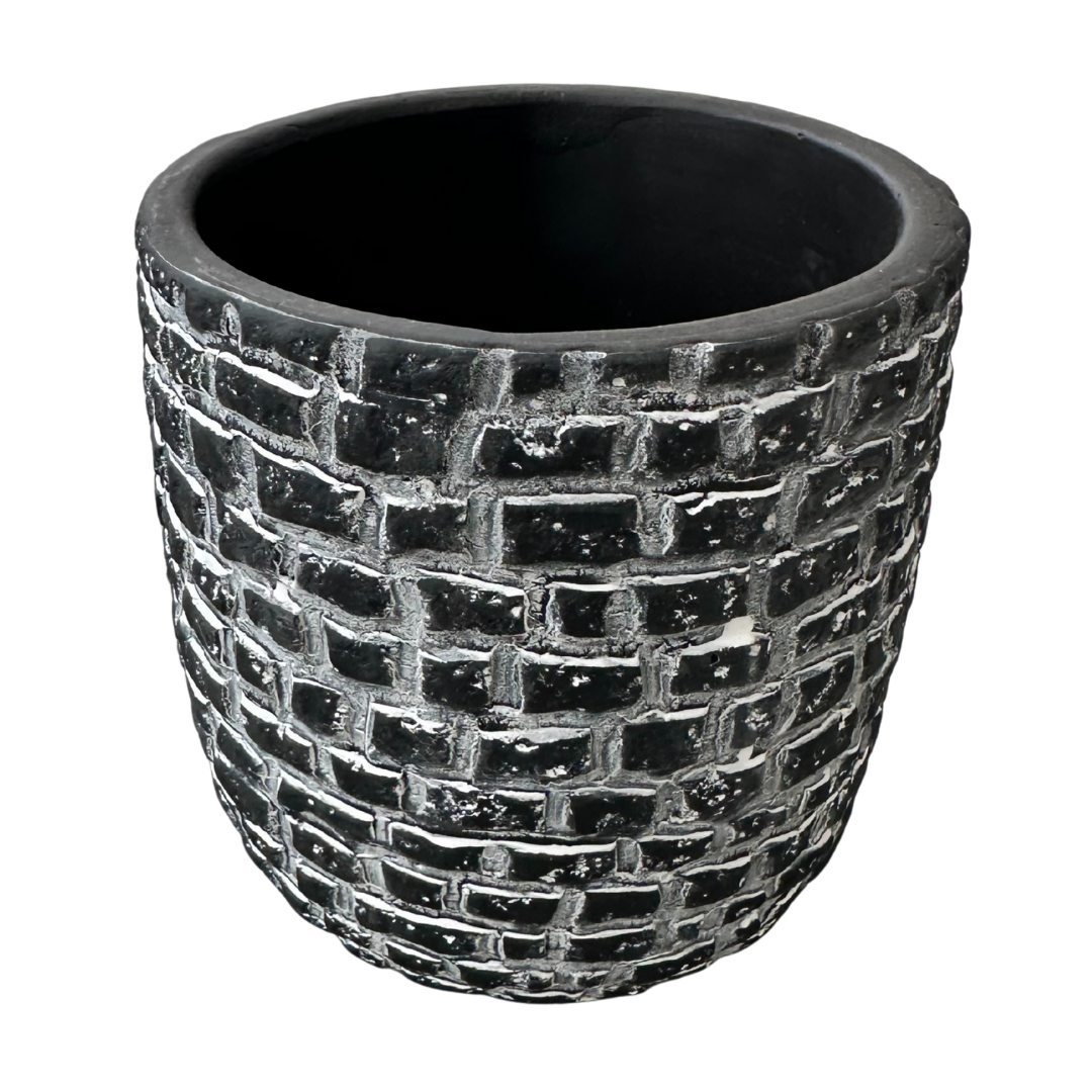 Concrete Round Black Brick Pot