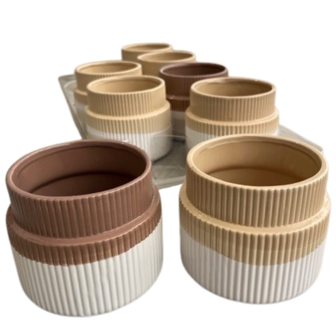 4" Ceramic Mixed Tray - Neutrals (Pack 8)