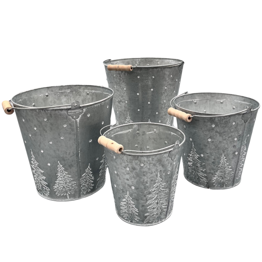 Christmas Tree Tin Buckets (set of 4)