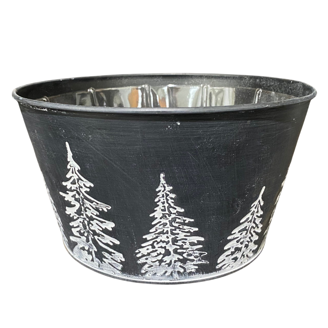 Christmas Tree Tin Black & White - Large
