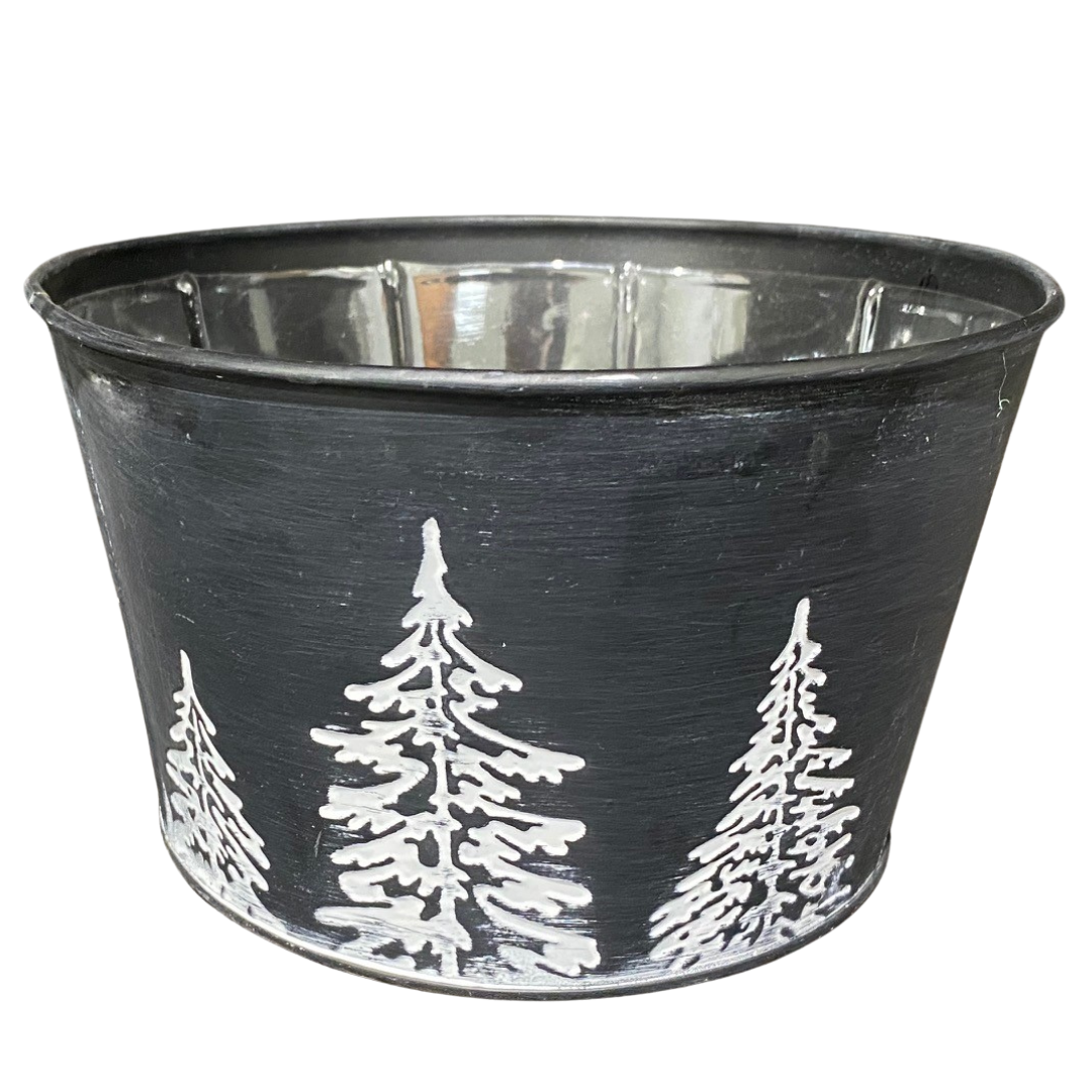 Christmas Tree Tin Black & White - Medium