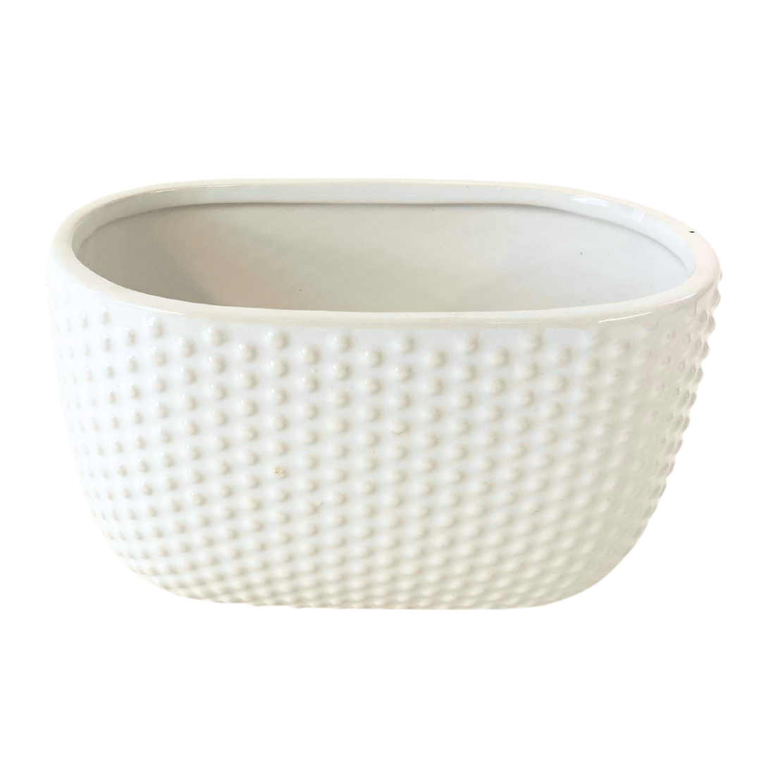 White Dotted Oval Ceramic