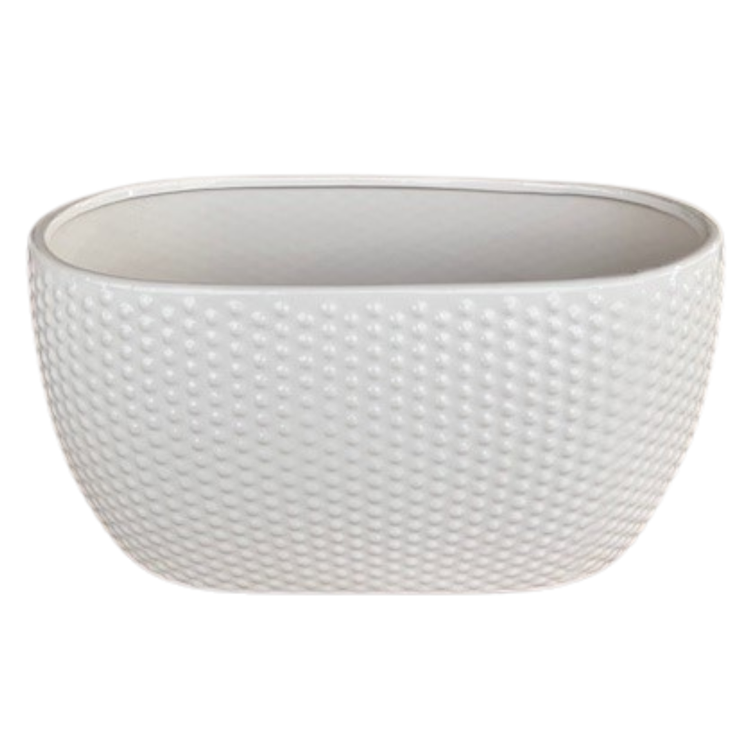 Large White Dotted Oval Ceramic