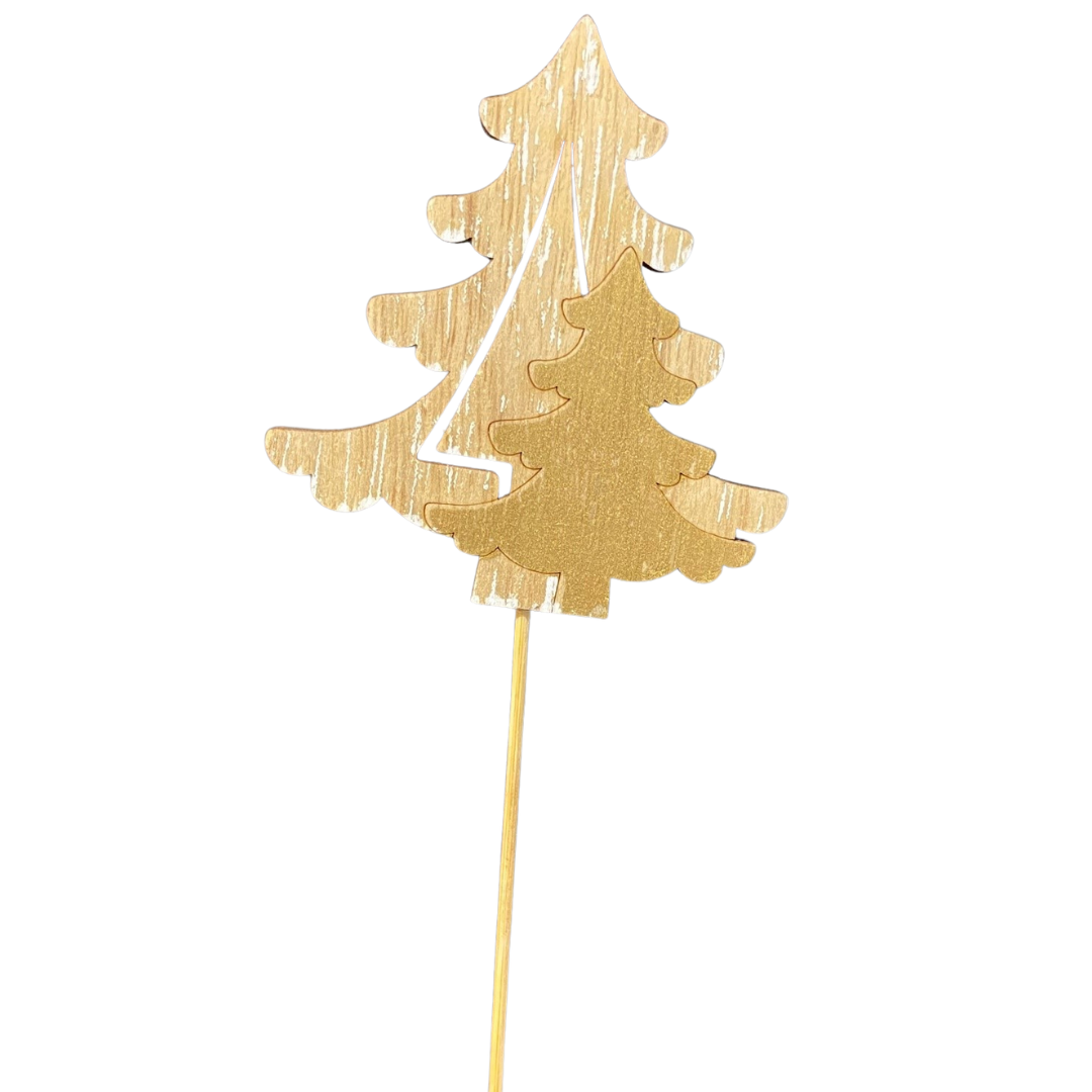 Wooden Gold Trees Pick (Pack 12)