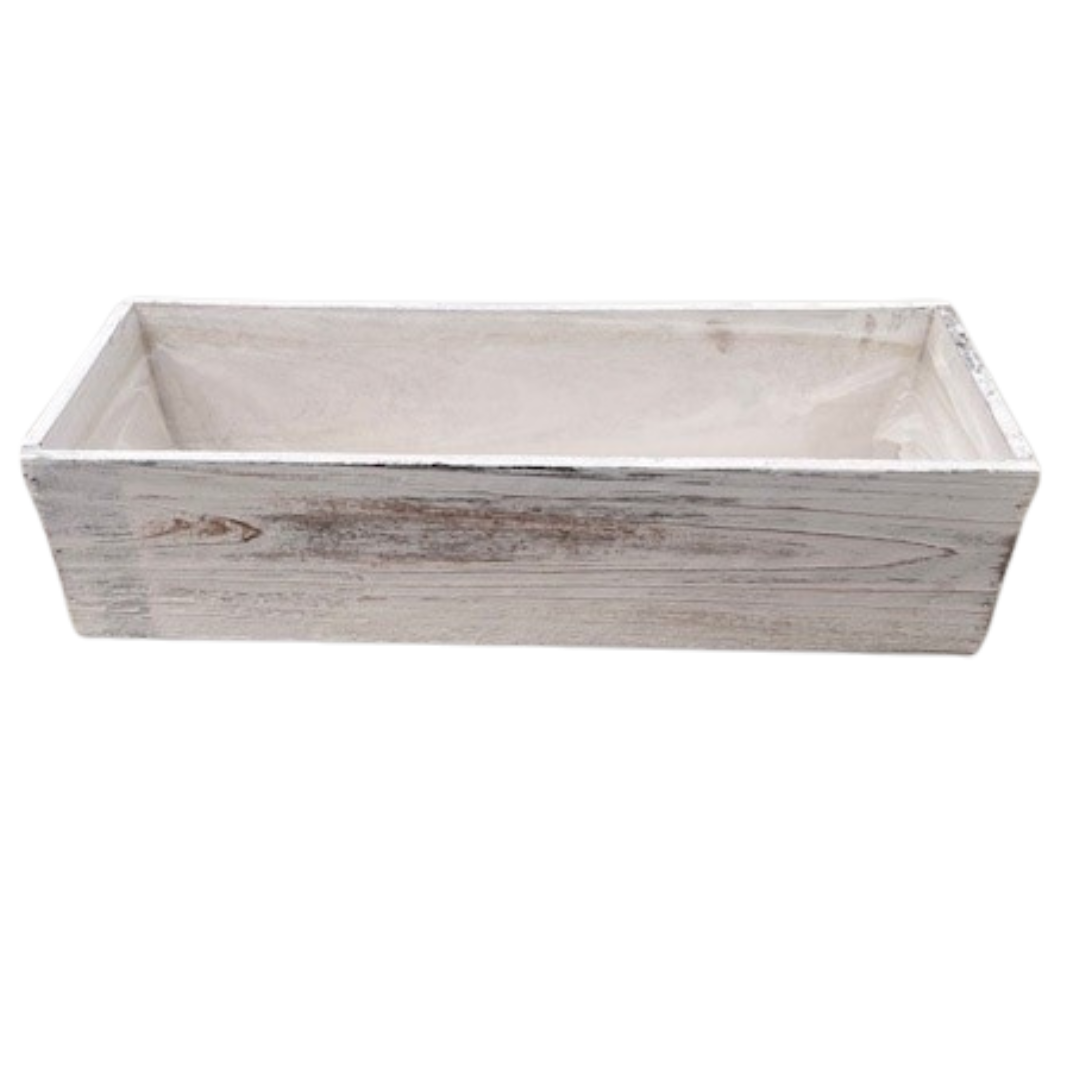 White Wash Rectangle Box - Large