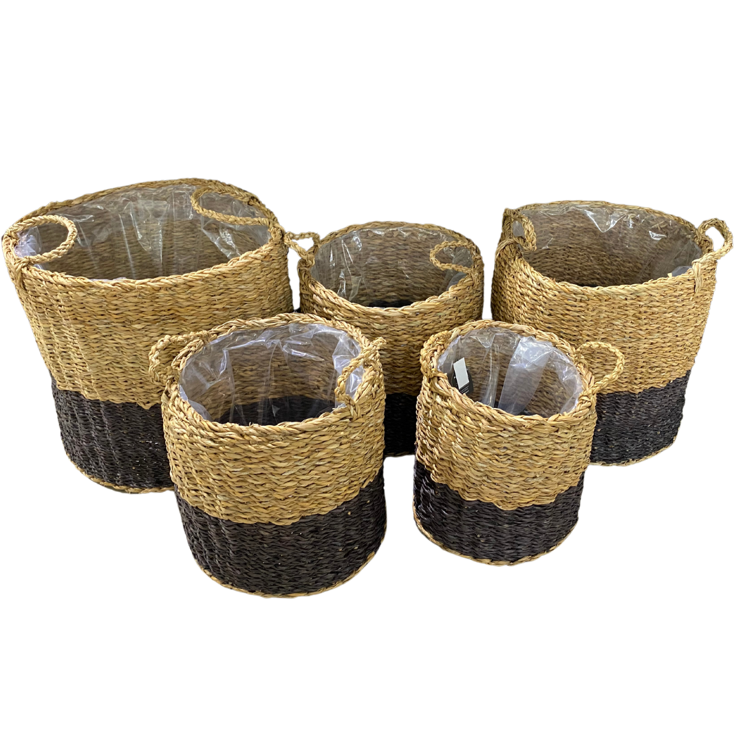 Giant wicker set of 5 Tan and Black