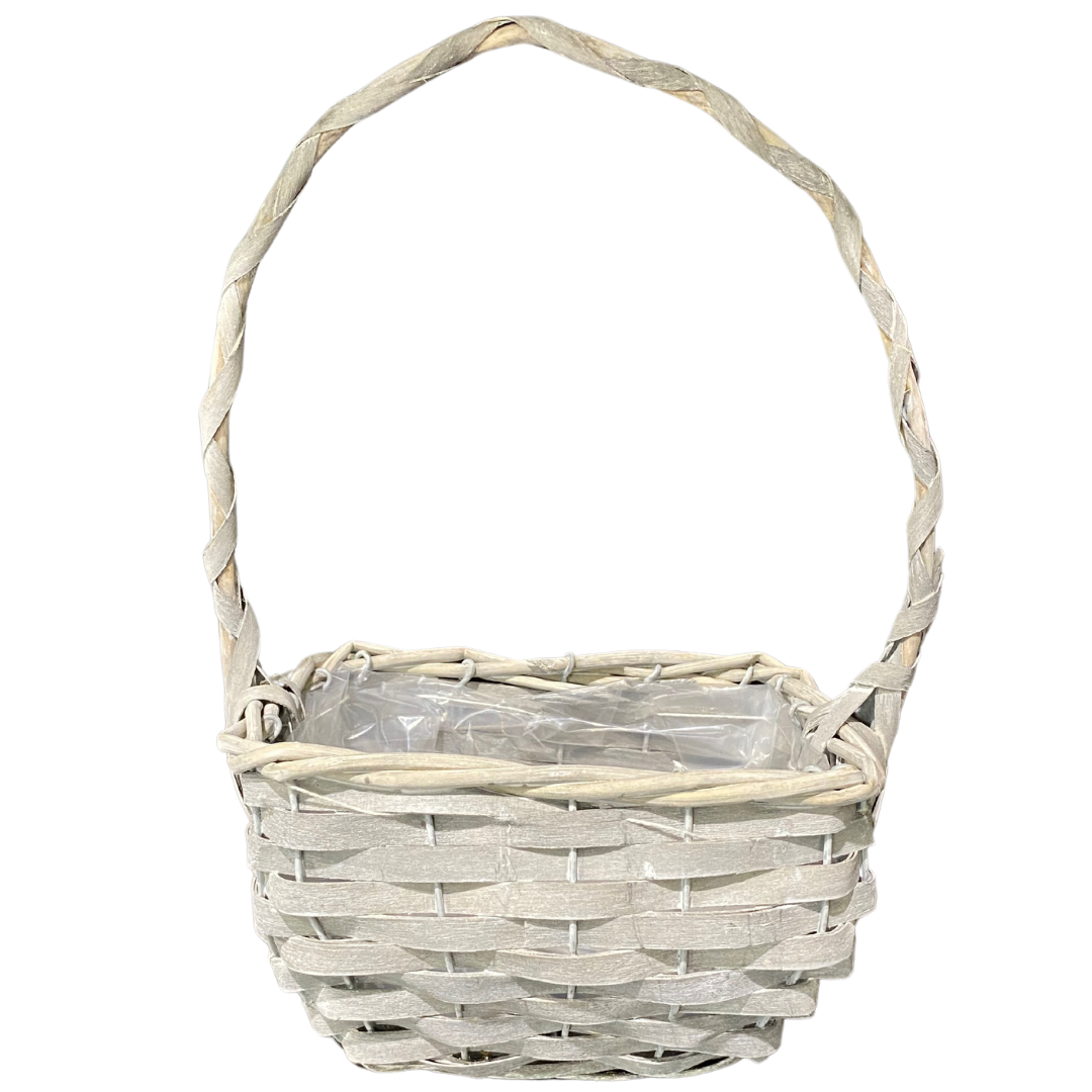 Small Rectangle Light Grey Wicker