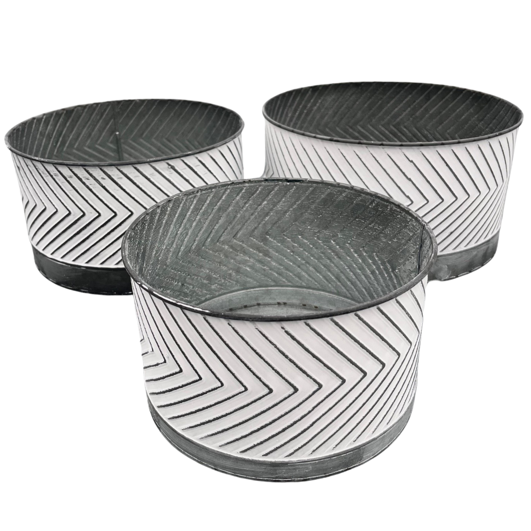 Tin - White Herringbone (set of 3)