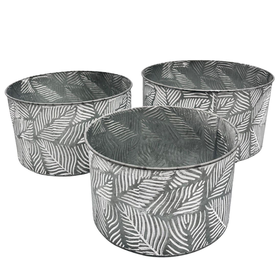 Tin - White Leaf (set of 3)