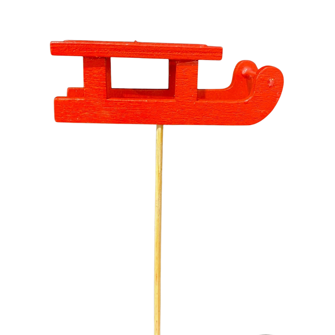 Wooden Red Sleigh Pick (Pack 12)