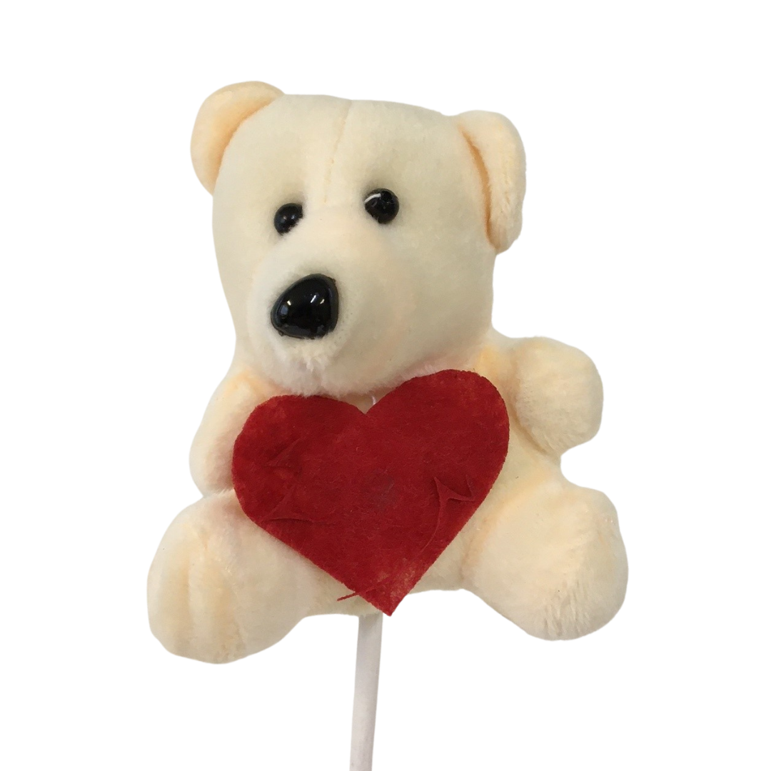 Plush Bear with Heart Pick (Pack12)